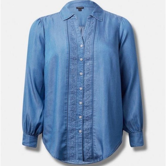TORRID | Chambray Button Up Shirt 2X 3X - Picture 3 of 7